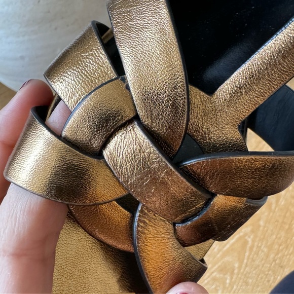 SAINT LAURENT Metallic Bronze Tribute Sandals - Size 40 1/2, 9 - Picture 4 of 10